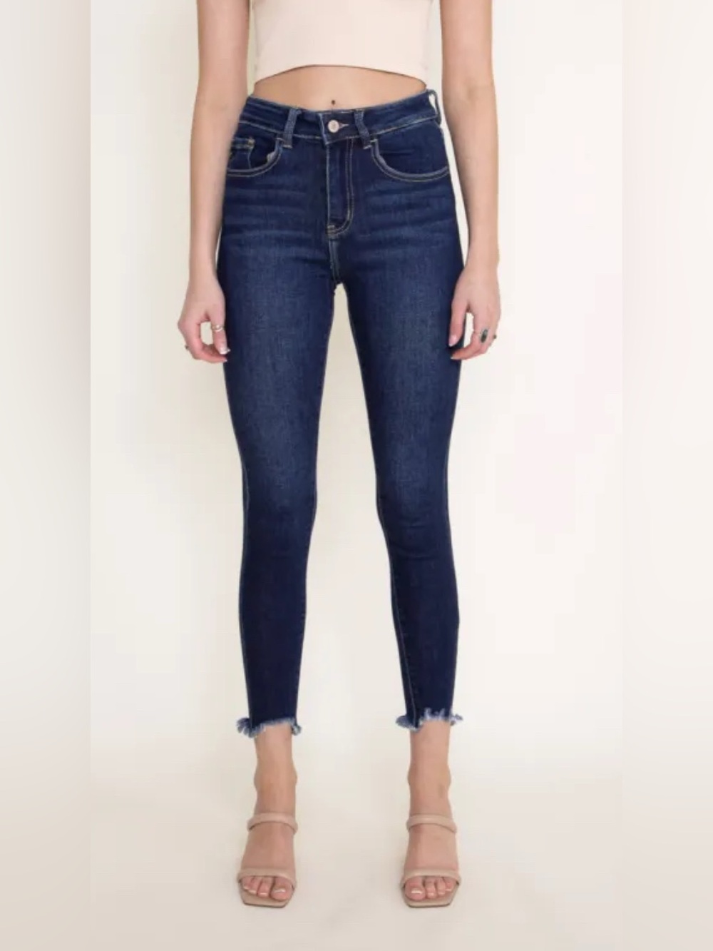 KanCan Women’s High-Rise Dark Wash Ankle Skinny Jeans